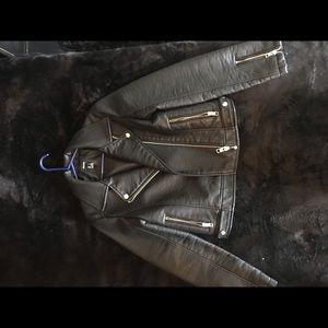 Black Faux Leather Jacket size Small